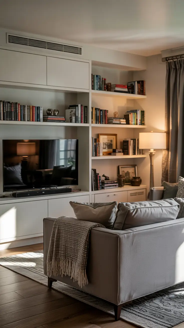 Living Room Tv Wall Ideas Built In Shelves For Cozy Reading Corners