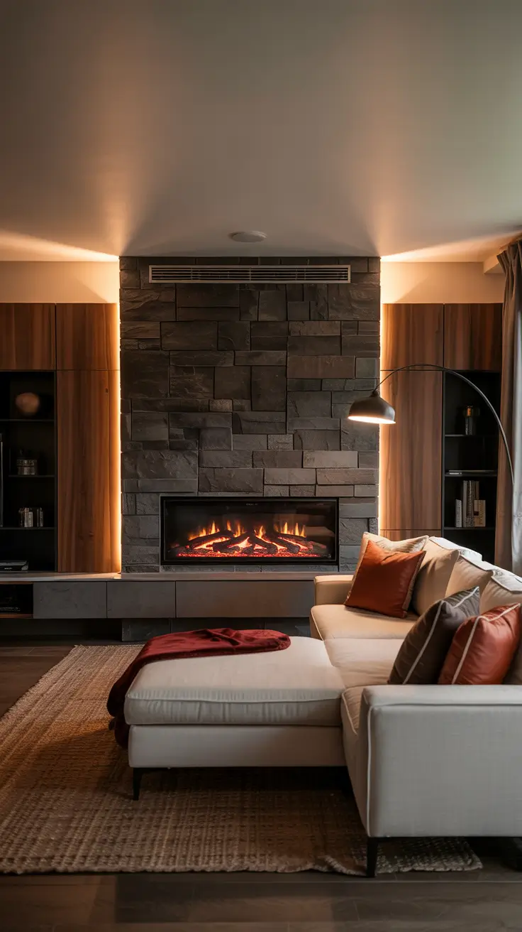 Living Room Tv Wall Ideas Fireplace Centered With Soft Modern Styling