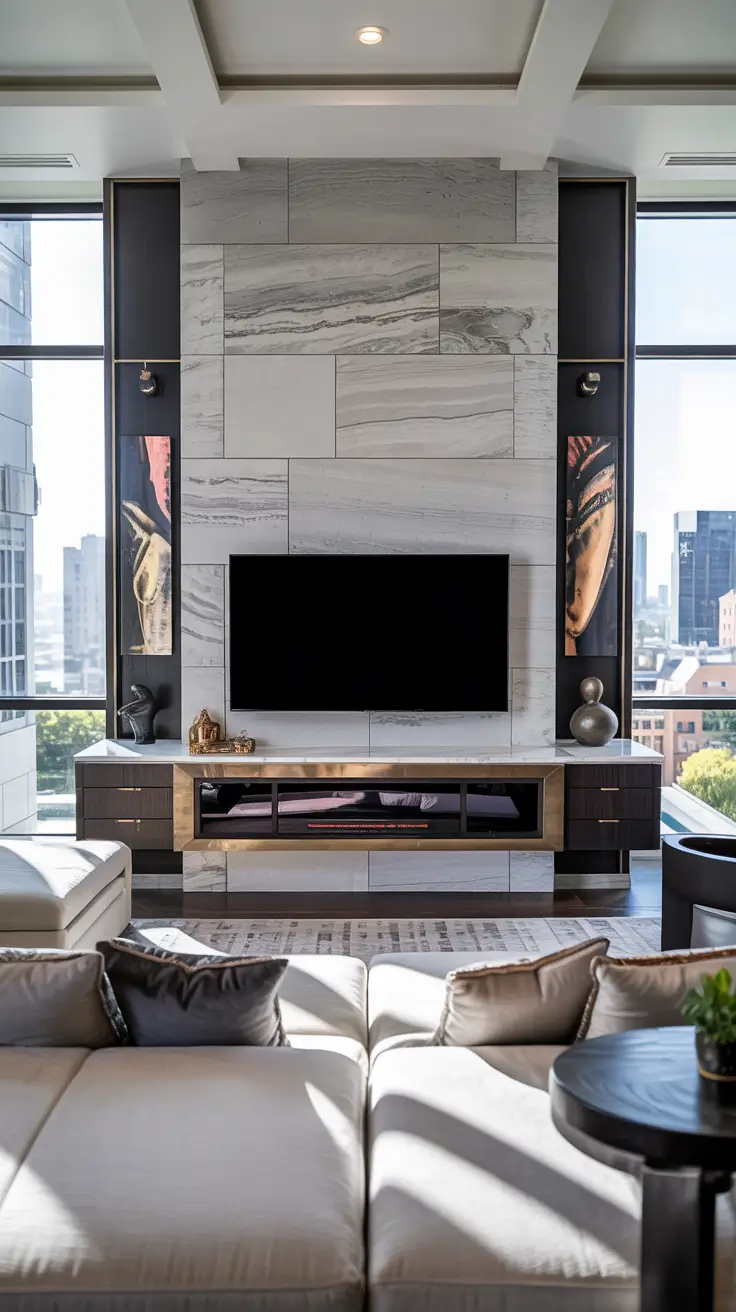 Living Room Tv Wall Ideas Fireplace And Stone Accent Combinations