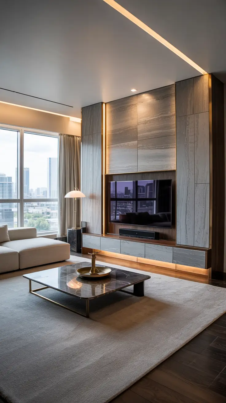 Living Room Tv Wall Ideas Fireplace And Stone Accent Combinations