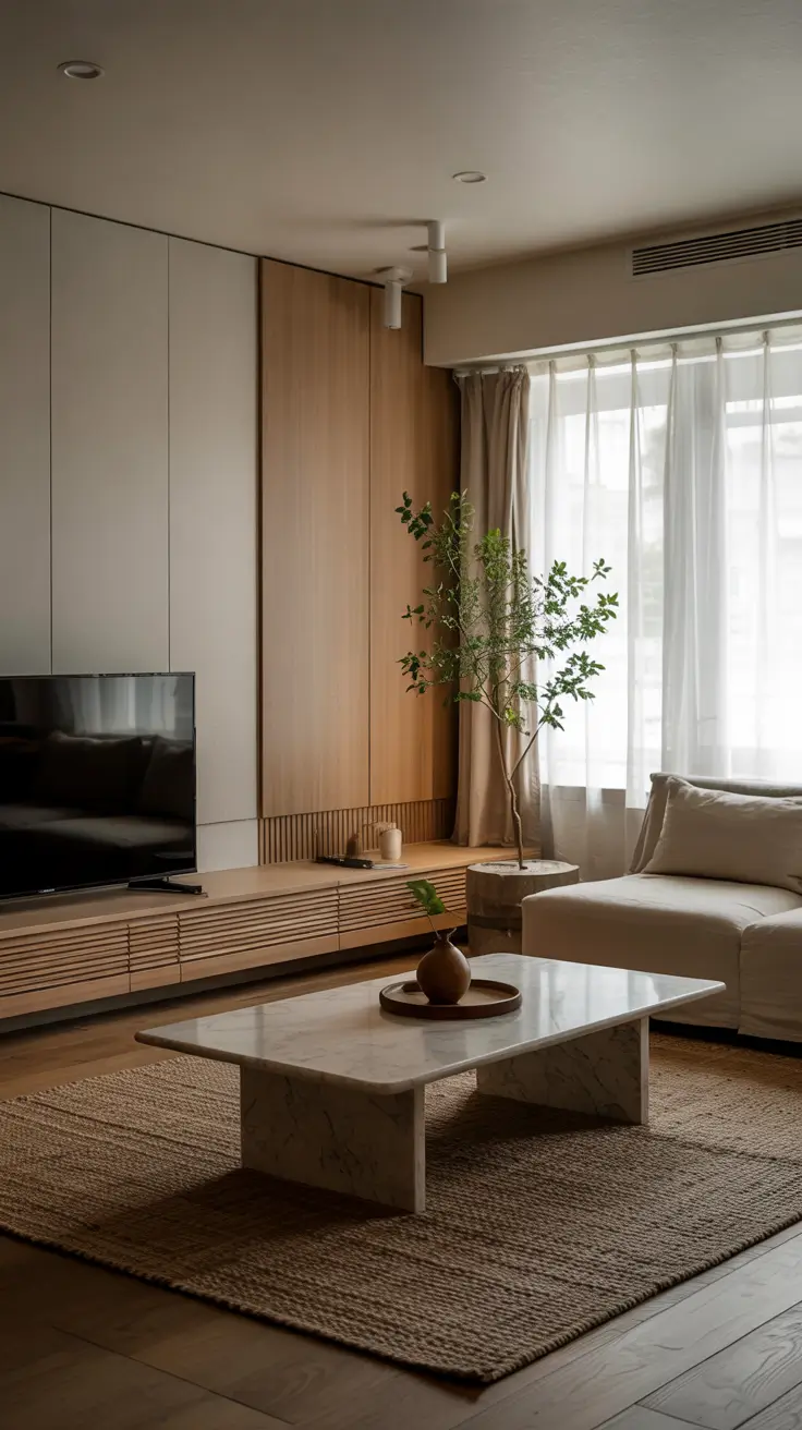 living room tv wall ideas 2026 03 – Living Room Tv Wall Ideas Minimalist Inspired By Japandi Design