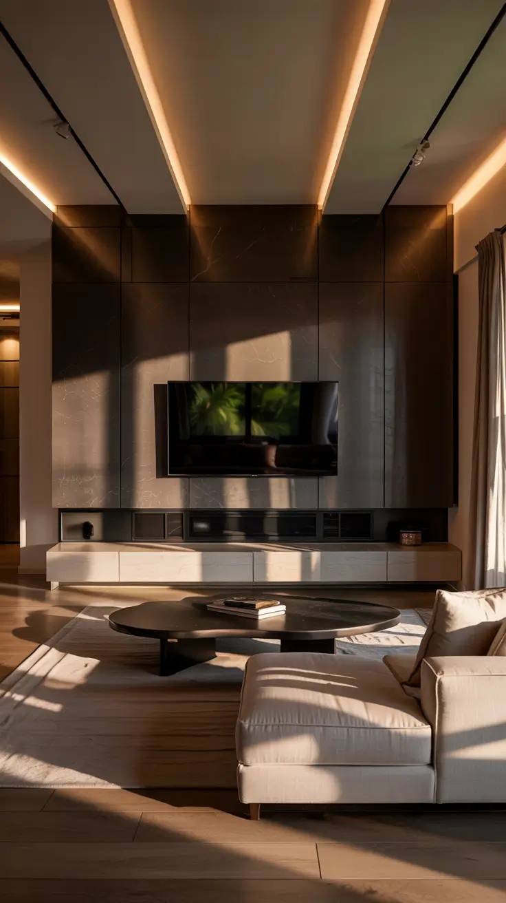 Living Room Tv Wall Ideas Black Accents For Bold Interior Design