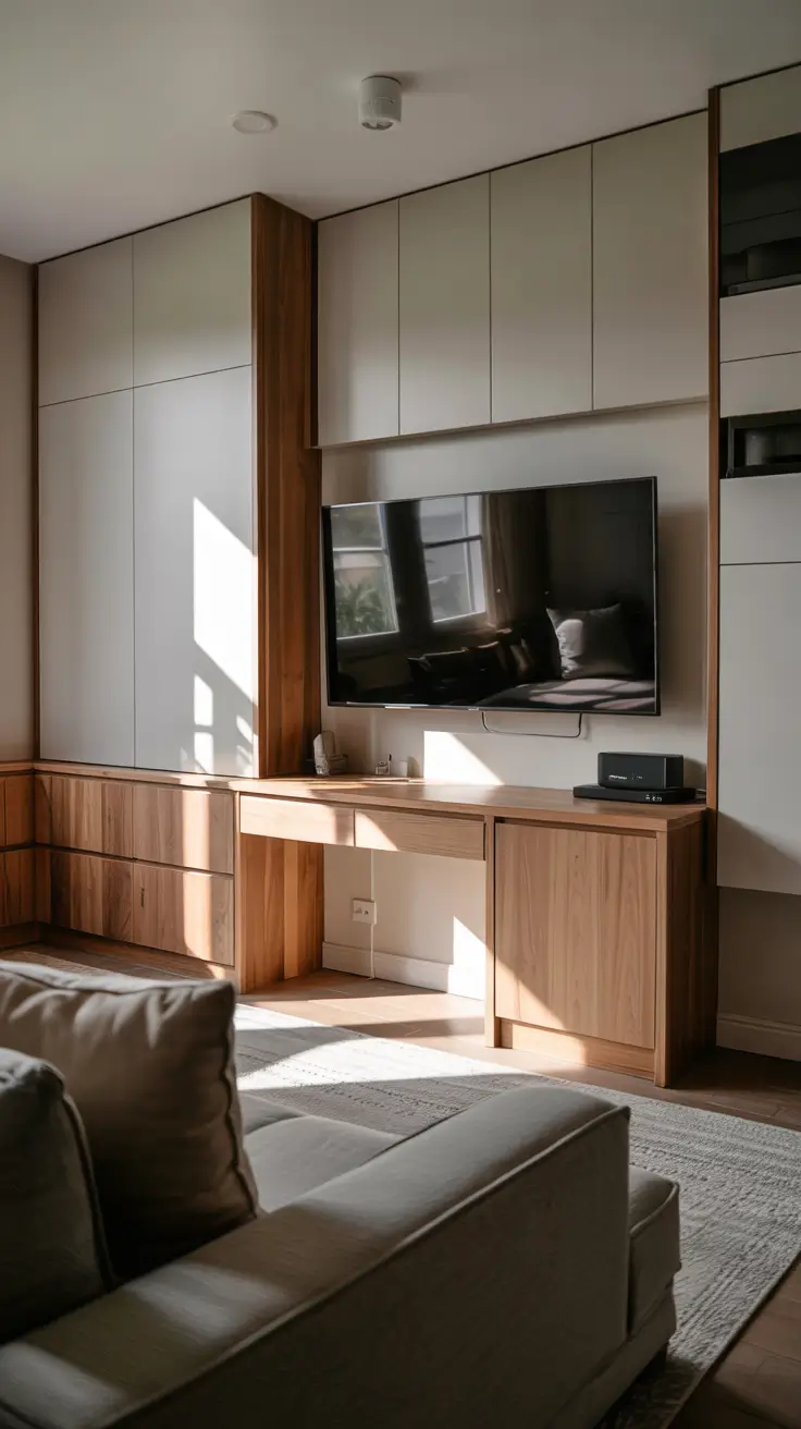 Living Room Tv Wall Ideas With Desk For Work And Entertainment Balance