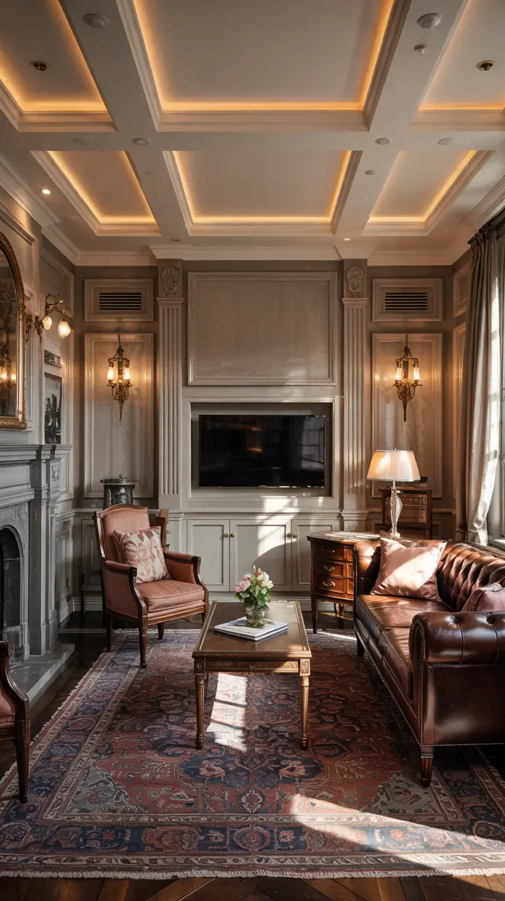 Living Room Tv Wall Ideas Traditional With Elegant Fireplace Details