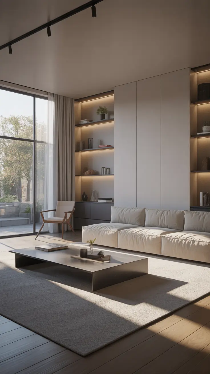 luxury living room ideas 2026 Warm Minimalist Luxury Living Room Ideas With Soft Architectural Lines