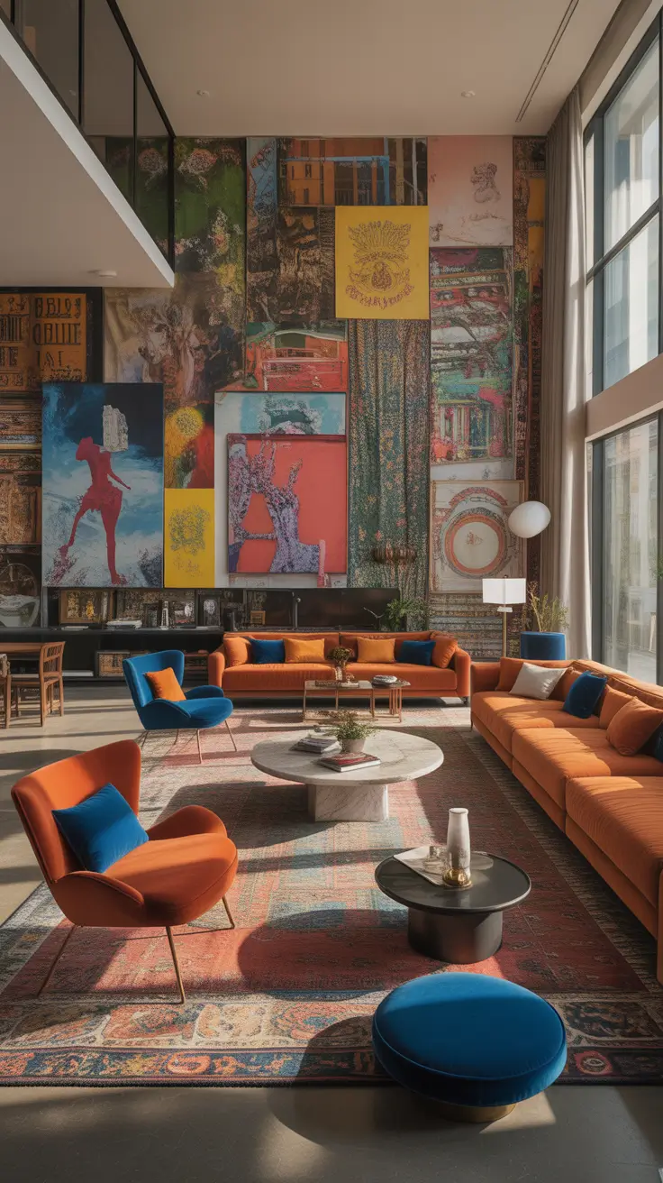 luxury living room ideas 2026 Artistic Eclectic Luxury Living Room Ideas With Bold Color Statements