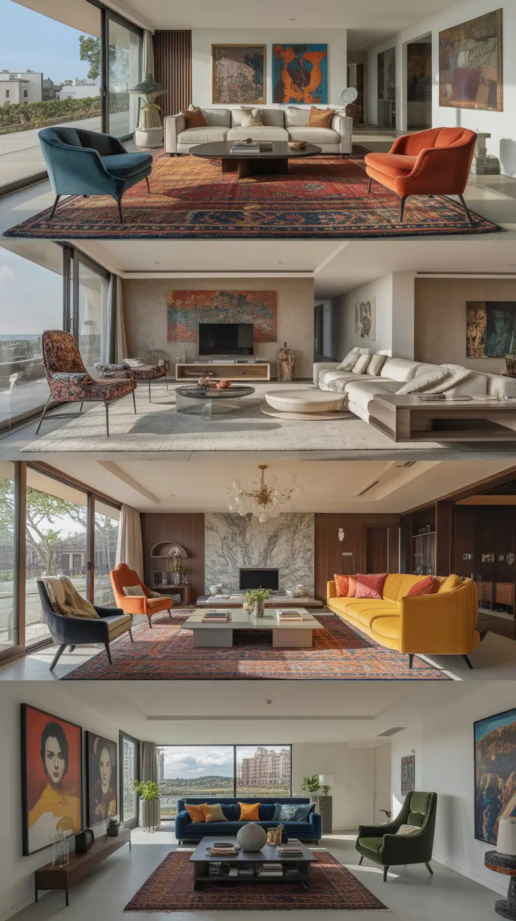 luxury living room ideas 2026 Artistic Eclectic Luxury Living Room Ideas With Bold Color Statements