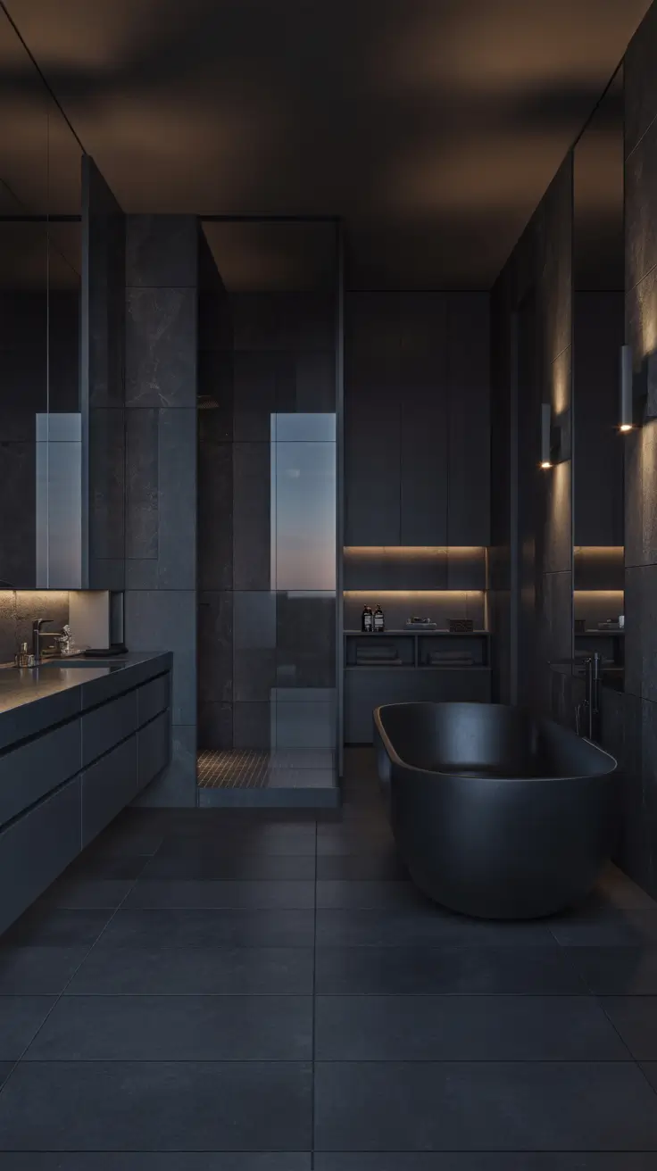 master bathroom ideas 2026 Dramatic Dark Palettes In Master Bathrooms Luxury Modern Concepts