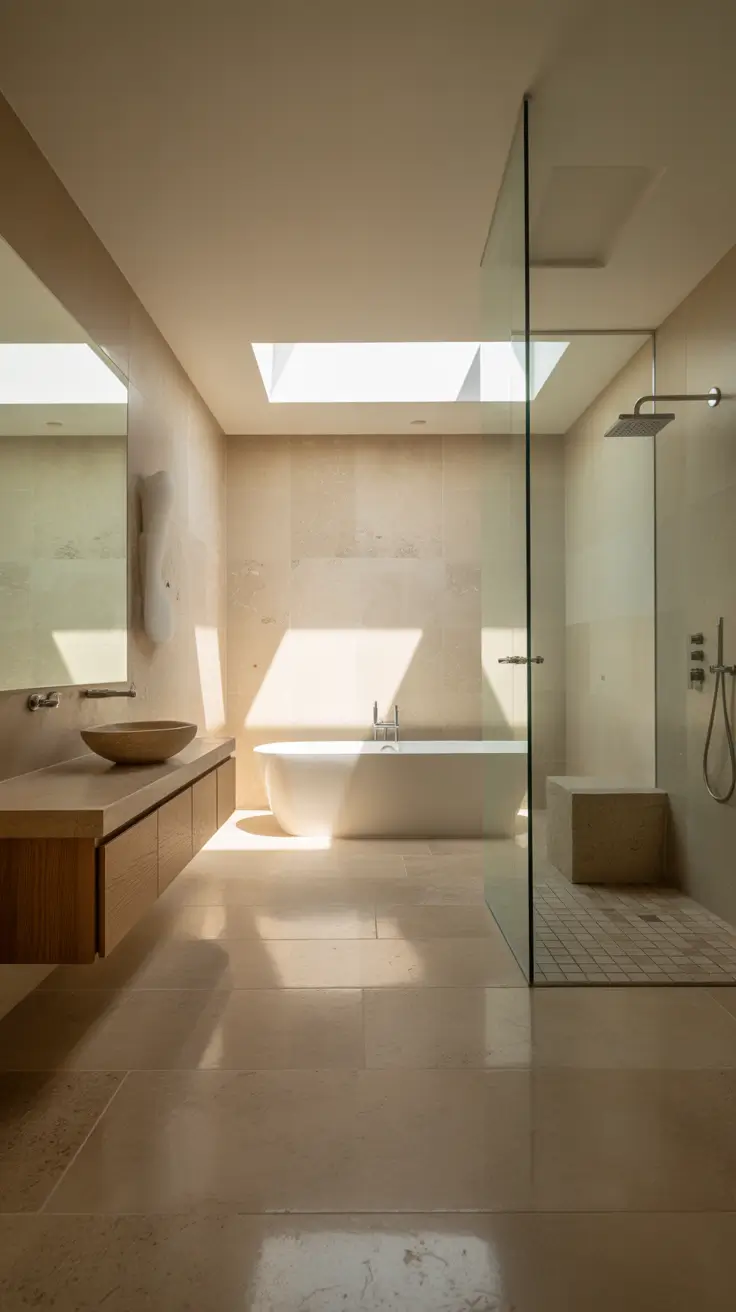 master bathroom ideas 2026 Soft Neutral Master Bathrooms With Walk In Showers And Skylights