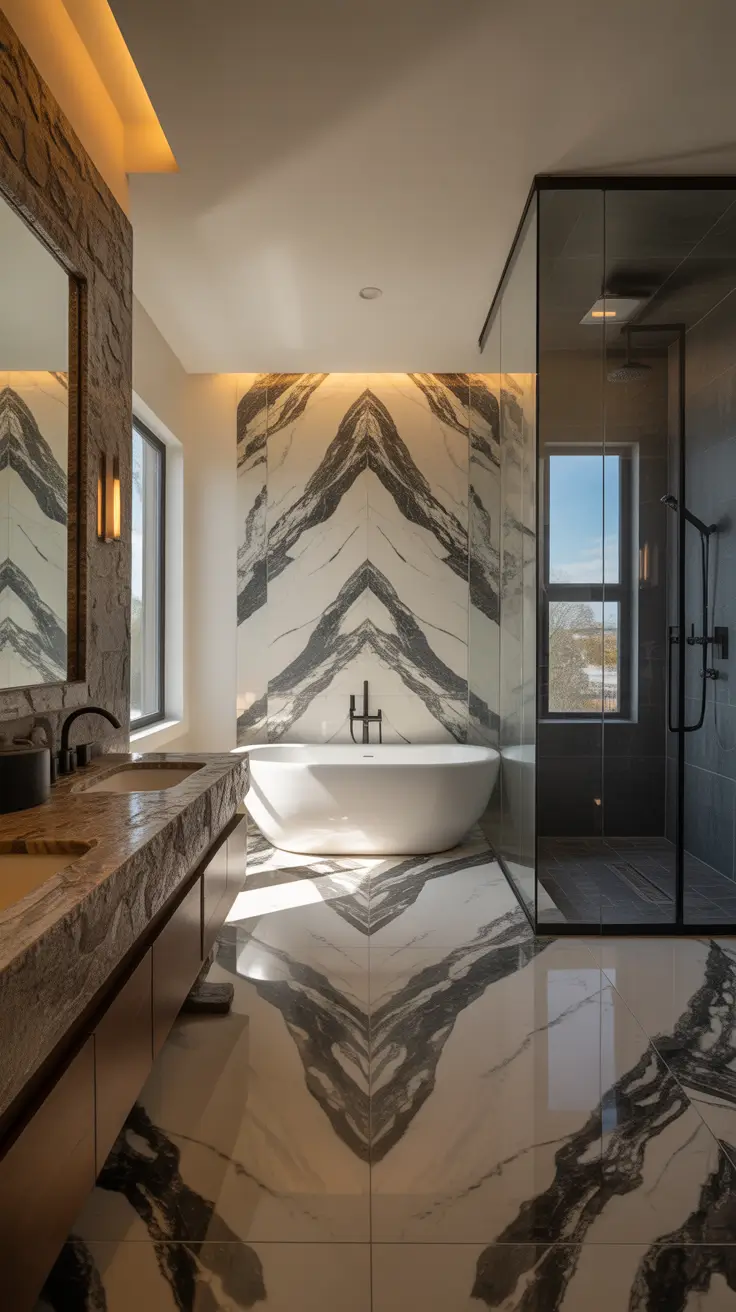 master bathroom ideas 2026 Statement Marble And Stone In Master Bathrooms Luxury Modern Designs