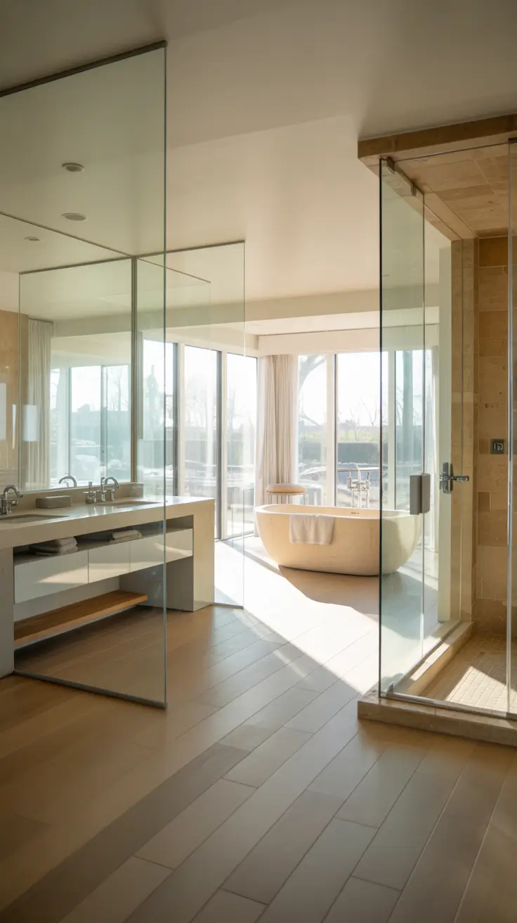 master bathroom ideas 2026 Open Concept Master Bathrooms With Walk In Showers And Glass Walls