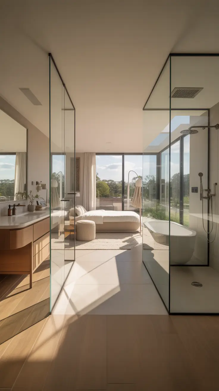 master bathroom ideas 2026 Open Concept Master Bathrooms With Walk In Showers And Glass Walls