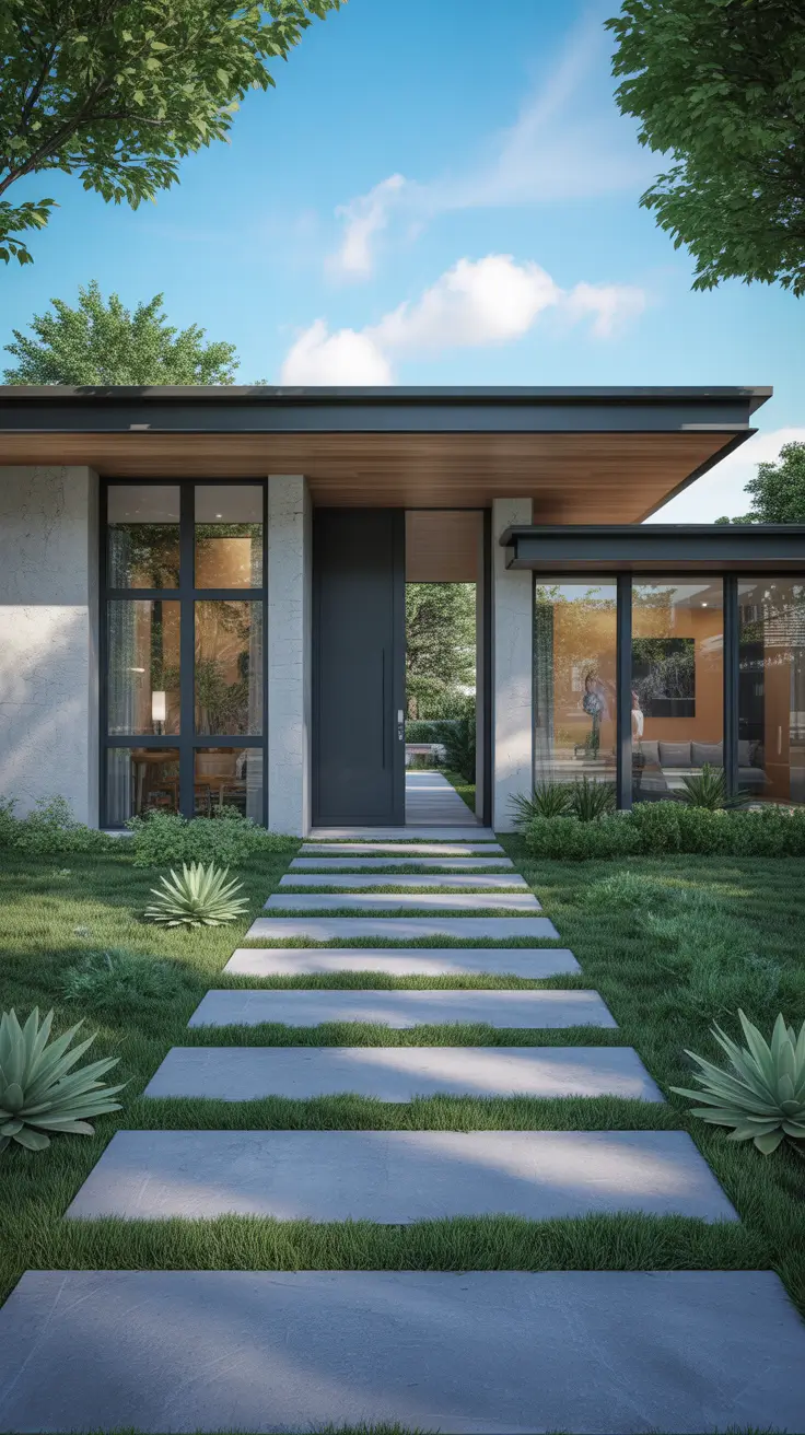 modern front yard 2026 Modern Front Yard Entrance Ideas With Statement Pathways