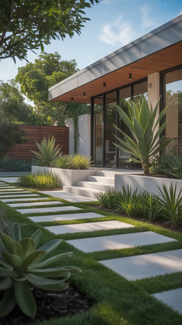 modern front yard 2026 Mid Century Influences In Modern Front Yard Design