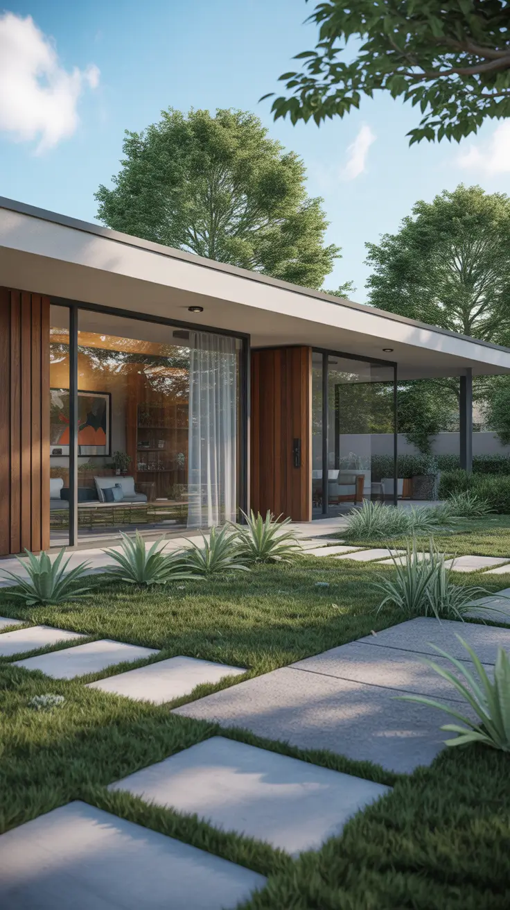 modern front yard 2026 Midcentury Inspired Modern Front Yard Concepts