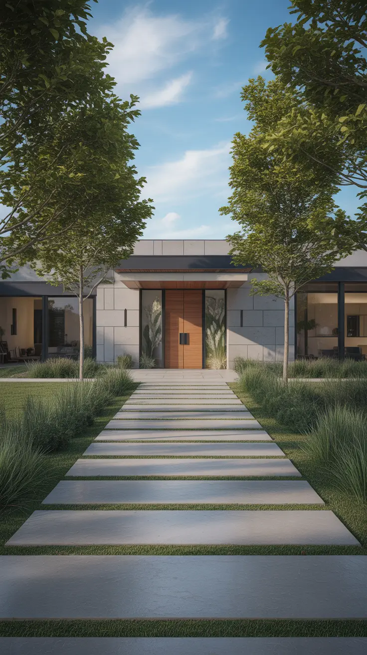 modern front yard 2026 Contemporary Walkway Ideas For Expansive Homes