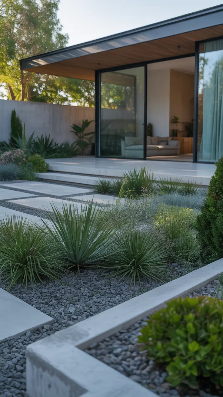 modern front yard 2026 Side Yard Minimalism With Sculptural Planting