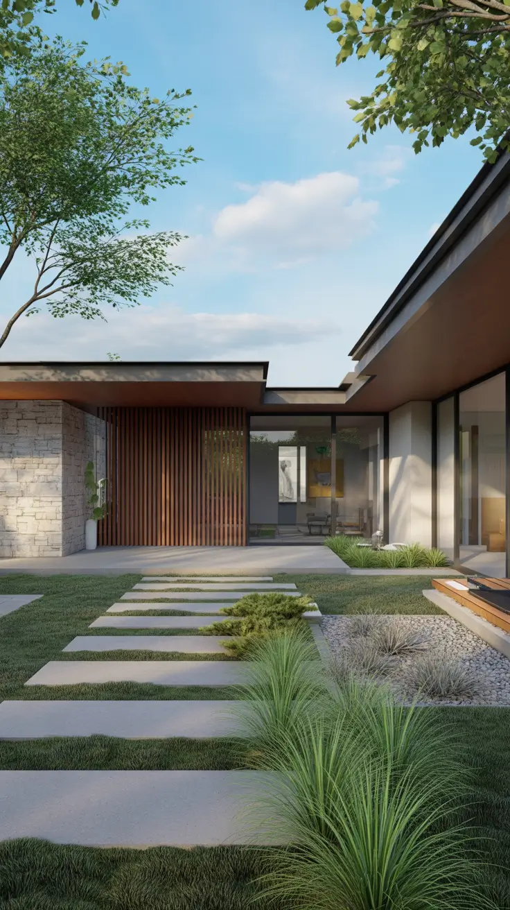 modern front yard 2026 Modern Front Yard Landscape Balancing Greenery And Structure