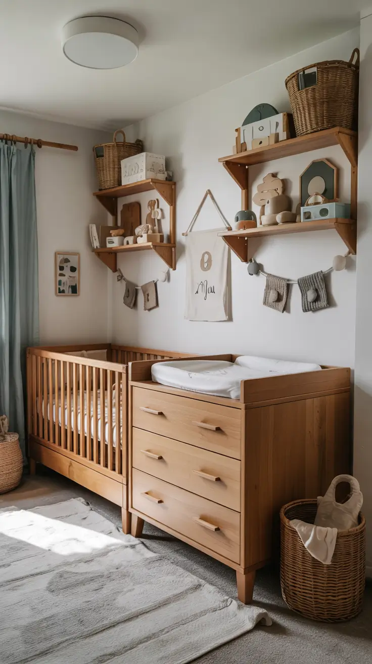 nursery ideas 2026 Warm Neutral Nursery Ideas With Elevated Storage Styling