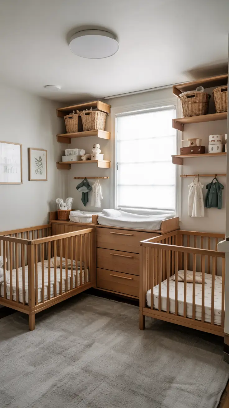 nursery ideas 2026 Warm Neutral Nursery Ideas With Elevated Storage Styling