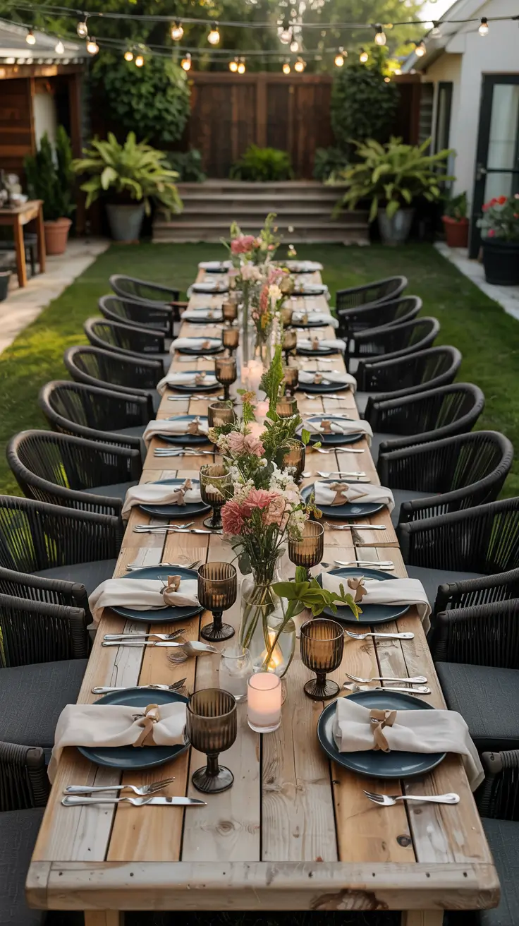 outdoor dinner parties long table Long Table Styling Ideas For Outdoor Dinner Parties