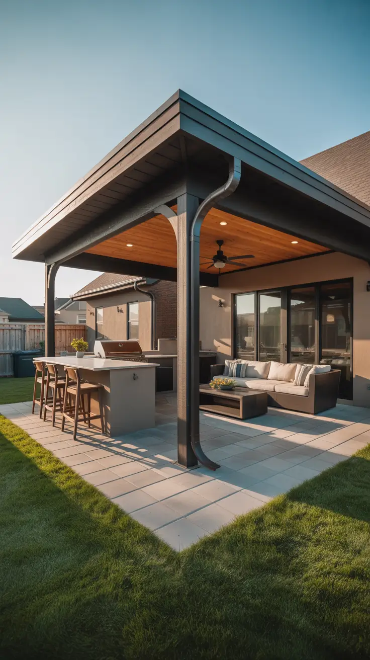 outdoor grill area ideas 2026 02 — Backyard Covered Patio Inspirations For A Stylish Bbq Grill Station