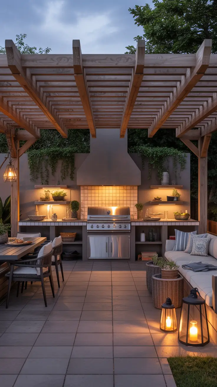 outdoor grill area ideas 2026 21 — Pergola Lounge Barbecue Design For Relaxed Evenings