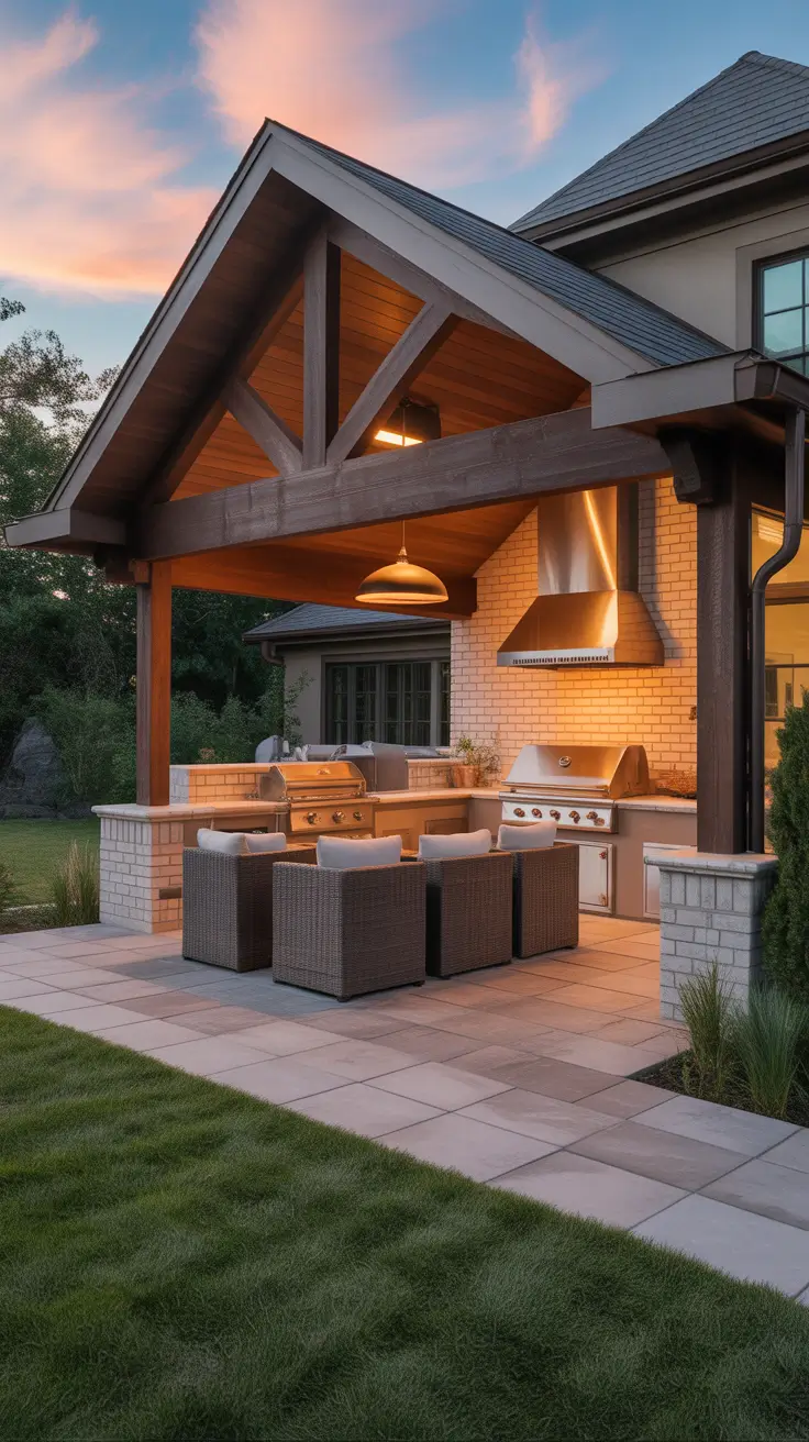 outdoor grill area ideas 2026 24 — Grand Covered Patio Outdoor Kitchen For Luxury Entertaining