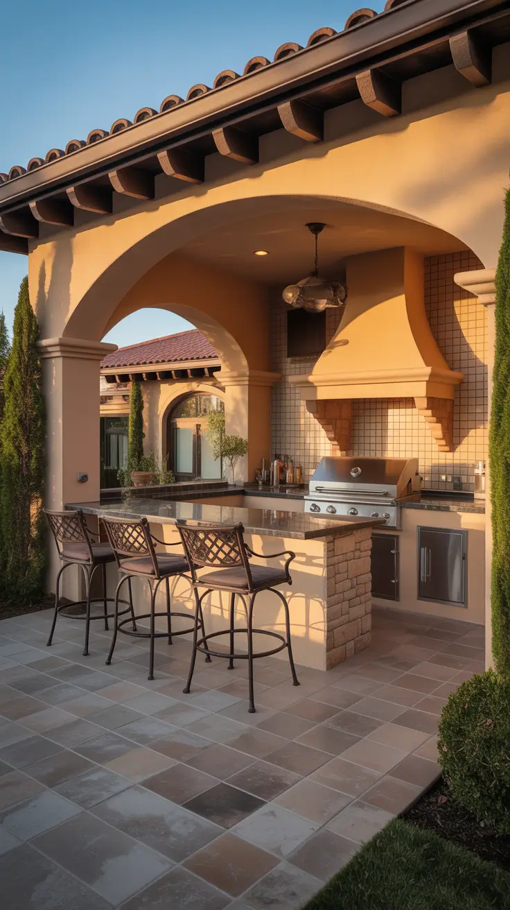 outdoor grill area ideas 2026 26 — Contemporary Pergola Grill Station With Warm Wood Accents