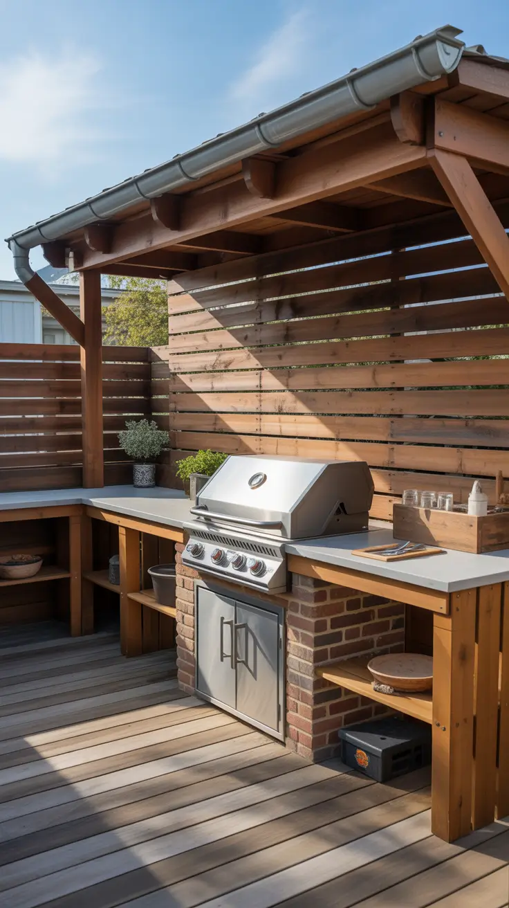 outdoor grill area ideas 2026 27 — Mediterranean-Inspired Covered Patio Bbq Station With Arched Details