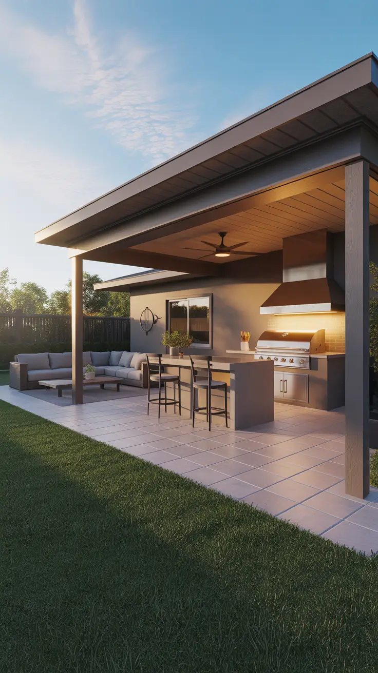 outdoor grill area ideas 2026 02 — Backyard Covered Patio Inspirations For A Stylish Bbq Grill Station