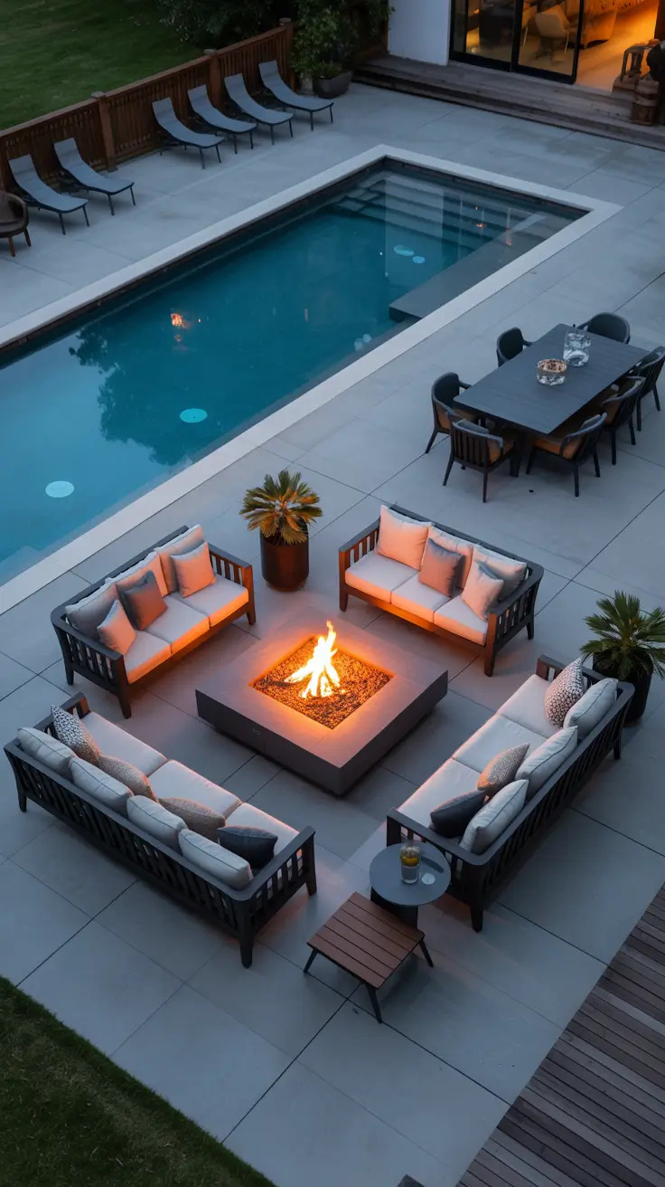 outdoor pool area 2026 Outdoor Pool Area With Fire Pit For Day To Night Entertaining