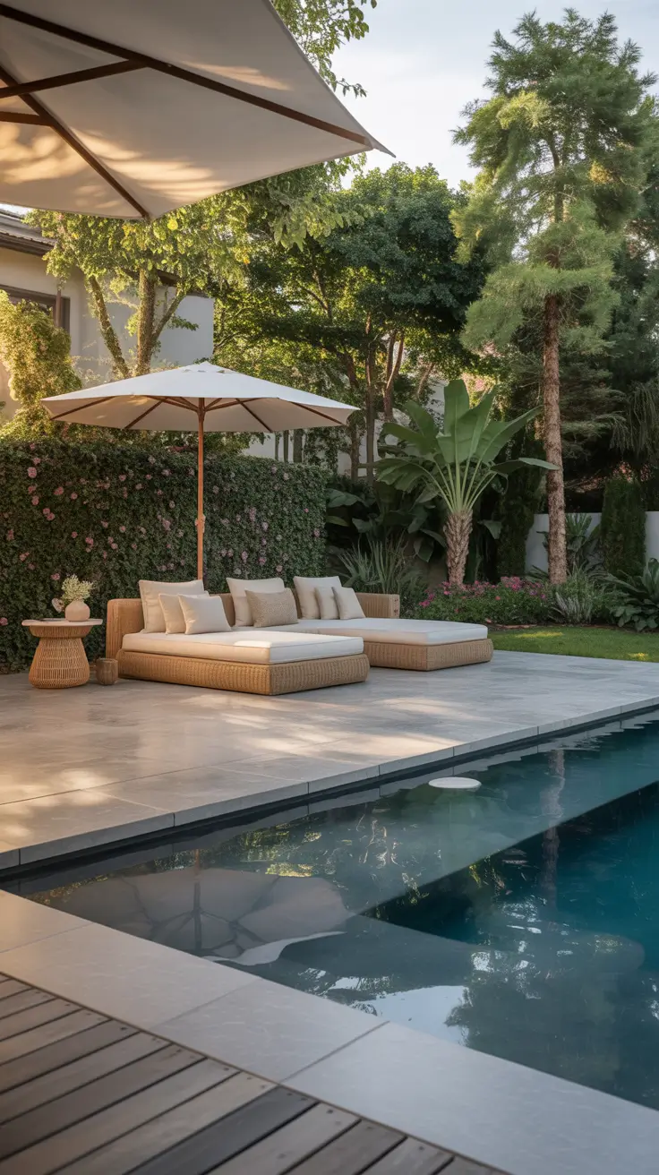 outdoor pool area 2026 Outdoor Pool Area Decorating Ideas With Texture And Layers