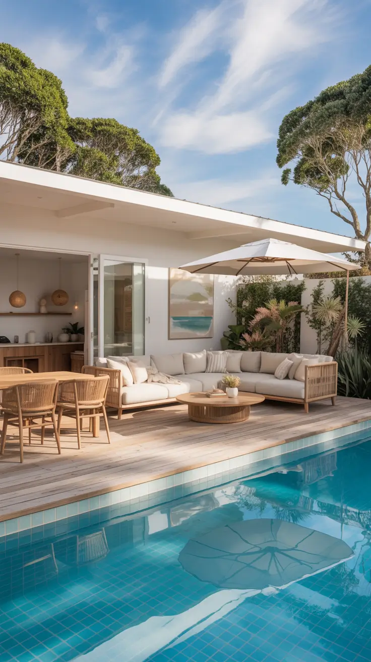 outdoor pool area 2026 Outdoor Pool Area With Covered Lounge For All-Day Comfort