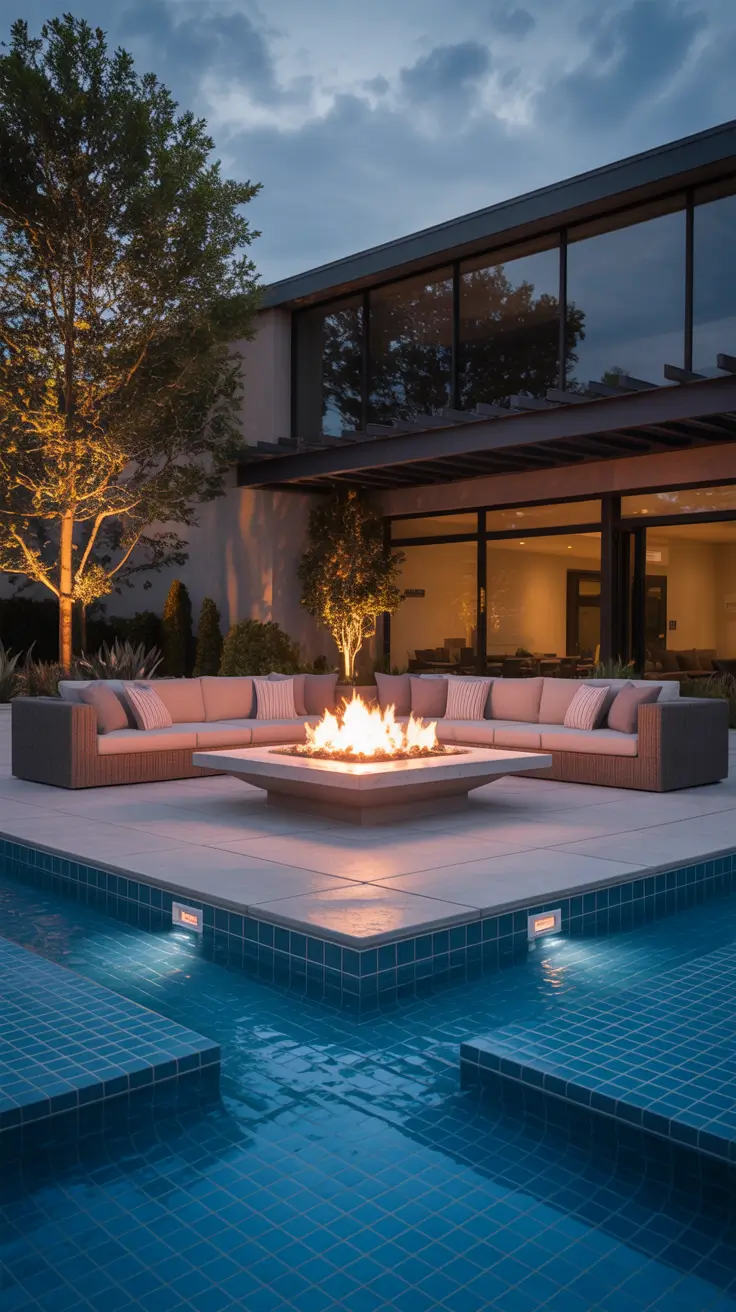 outdoor pool area 2026 Outdoor Pool Area With Fire Feature As A Statement Centerpiece