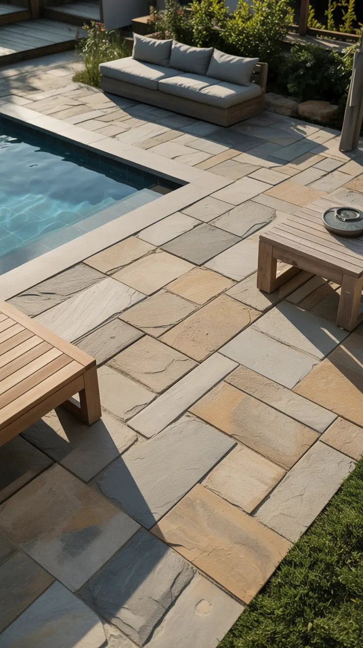 outdoor pool area 2026 Outdoor Pool Area Stone Flooring For Timeless Appeal