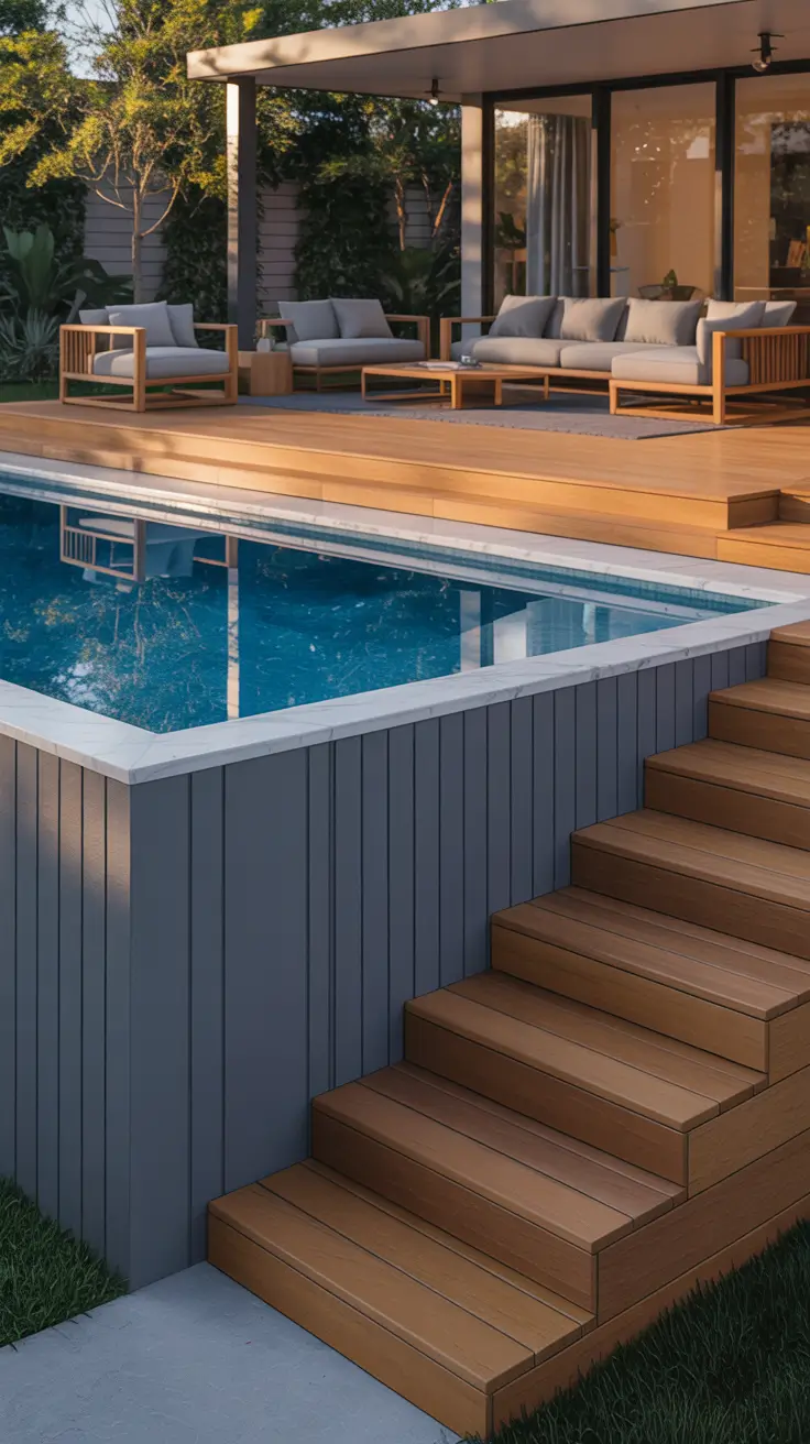 outdoor pool area 2026 Outdoor Pool Area Above Ground Ideas With Designer Appeal