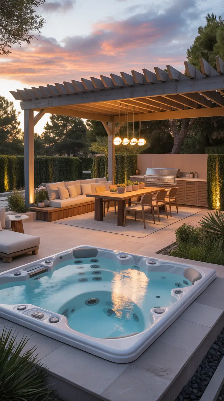 outdoor spa ideas 2026 Outdoor Patio Ideas With Spa For Stylish Entertaining