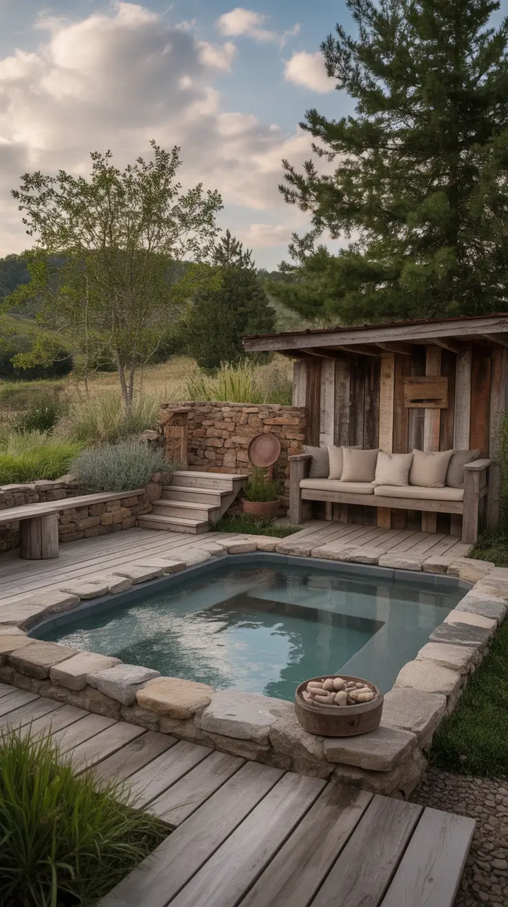 outdoor spa ideas 2026 Rustic Outdoor Spa Ideas Using Natural Materials