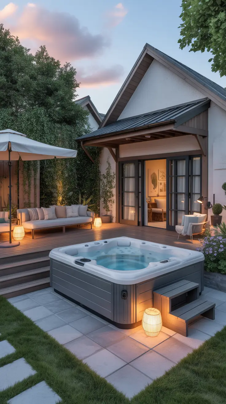 outdoor spa ideas 2026 Outdoor Spa Ideas With Soft Landscaping And Natural Paths