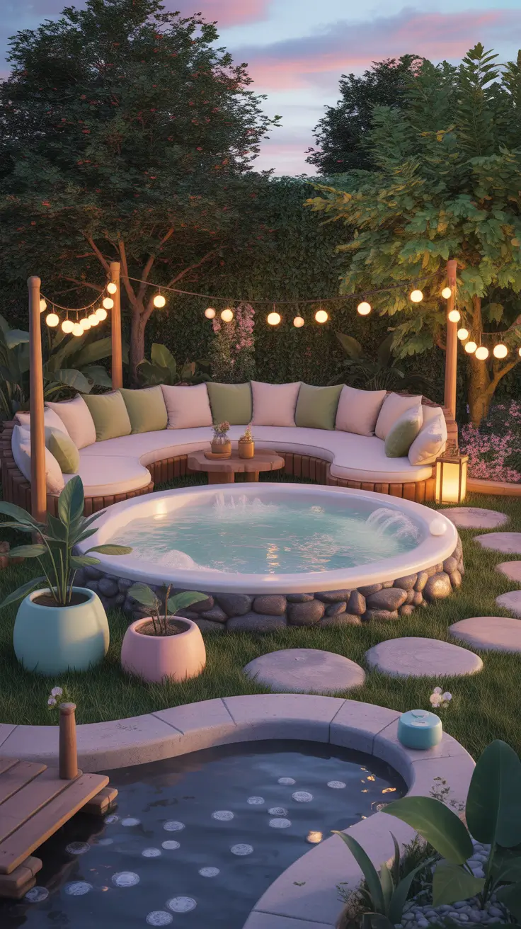 outdoor spa ideas 2026 Outdoor Spa Ideas With Soft Landscaping And Natural Paths