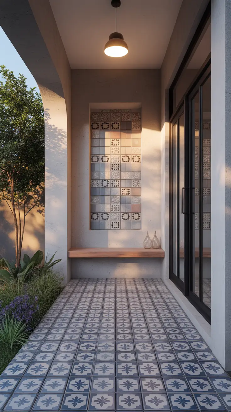 outdoor tiles for floor 2026 Design Front Porches Entrance With Statement Tiles