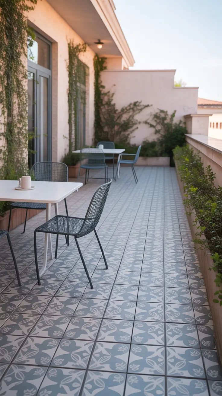 outdoor tiles for floor 2026 Stencilled Outdoor Floor Tiles With Decorative Texture