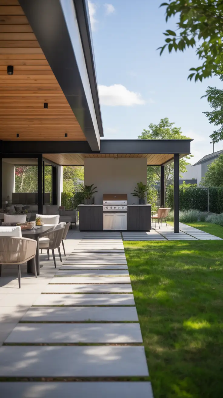 outside barbecue area ideas 2026 25 – Sleek Covered Outside Barbecue Area Ideas With Linear Design