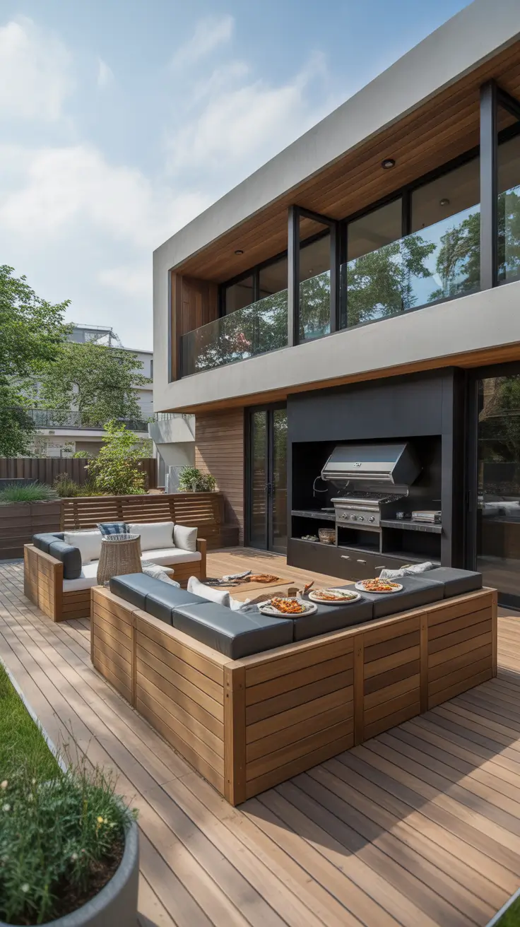 outside barbecue area ideas 2026 09 – Outside Barbecue Area Ideas Deck With Integrated Grill Zones