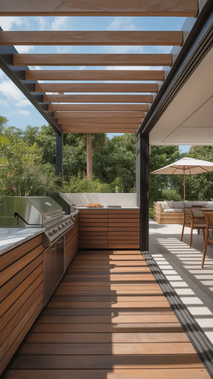 outside barbecue area ideas 2026 09 – Outside Barbecue Area Ideas Deck With Integrated Grill Zones