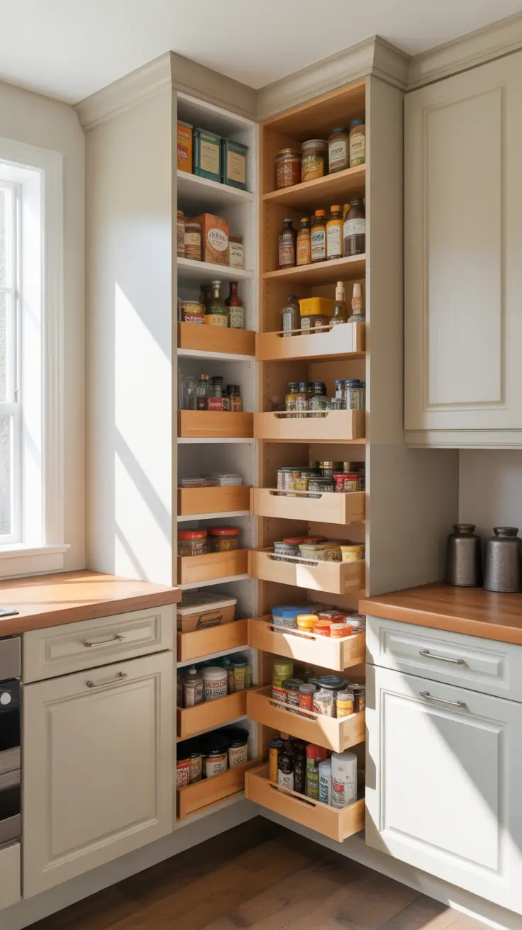 pantry remodel ideas 2026 Small Kitchen Pantry Remodel Ideas With Slim Pull-Out Shelves