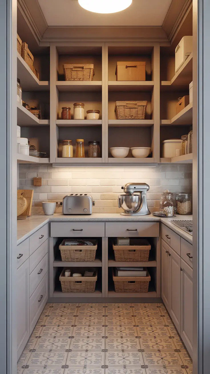 pantry remodel ideas 2026 Pantry Remodel Ideas With A Soft Neutral Built-In Baking Zone
