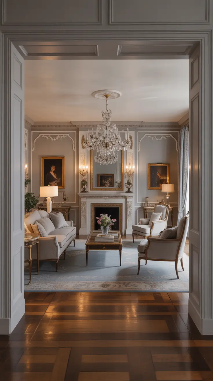 Formal Parlor Room Design With Elegant Symmetry And Classic Furniture