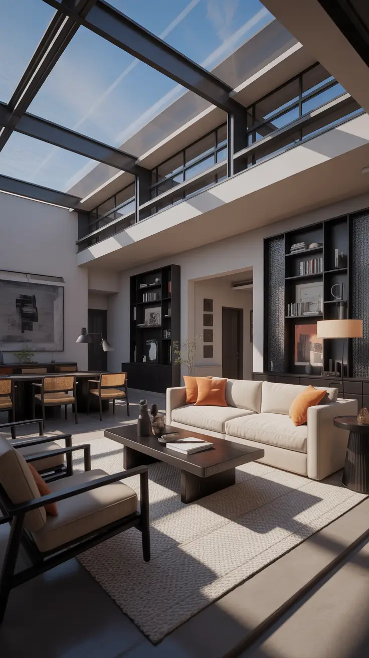 Parlor Room Ideas Modern With Skylight Ceiling And Open Loft Layout